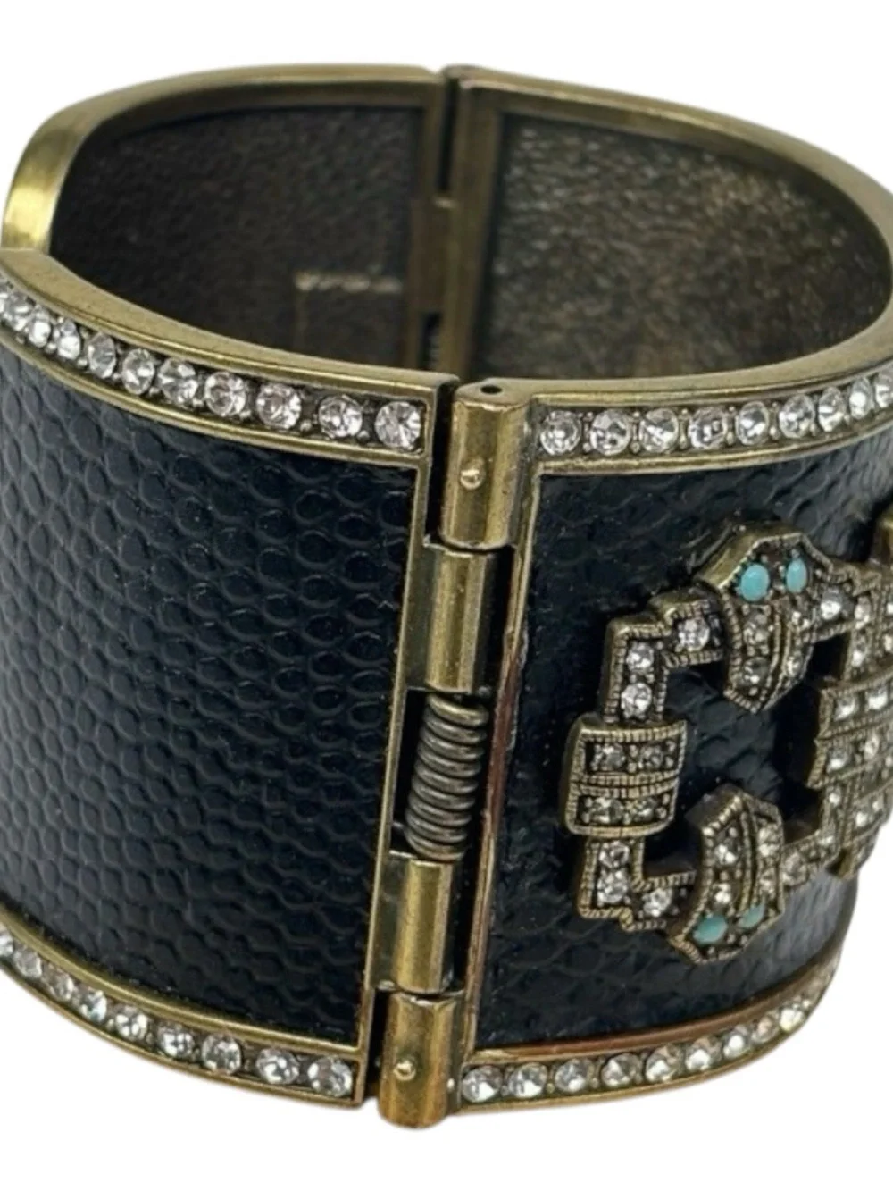 Heidi Daus Black and Turquoise Crystal Statement Cuff Bracelet